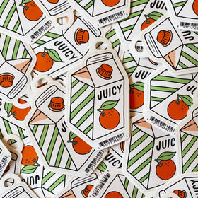Juicy Orange Juice Carton Sticker