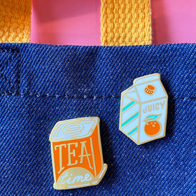 Juicy Orange Juice Carton Enamel Pin