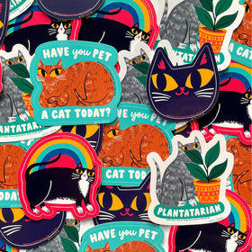 Black Cat Head Sticker