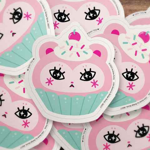 Pink Cupcake Bear Sticker
