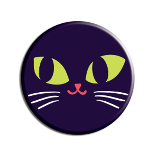 Allison Cole Illustration - Black Cat Face 1.25" Button