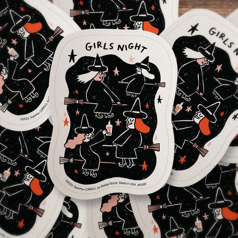 Girls Night Witch Party Sticker by Gemma Correll