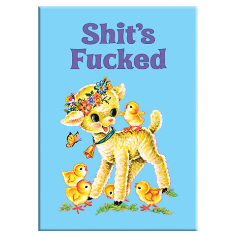 Shit's Fucked Baby Lamb Rectangle Magnet
