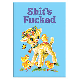 Shit's Fucked Baby Lamb Rectangle Magnet