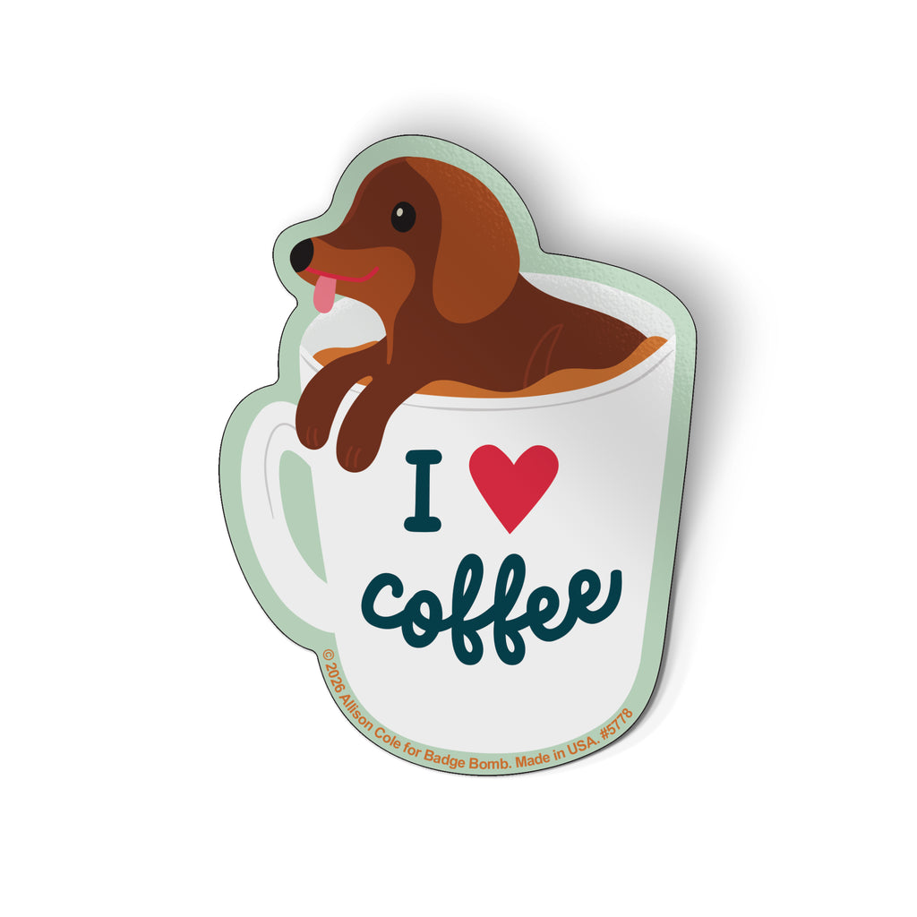 I Heart Coffee Puppy Sticker