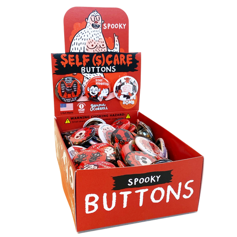 Spooky Self Care 1.25" Button Box by Gemma Correll