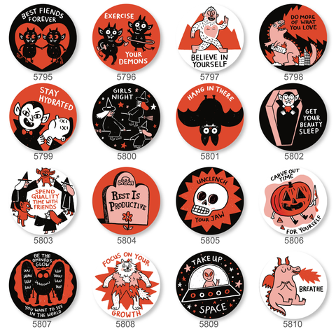 Spooky Self Care 1.25" Button Box by Gemma Correll