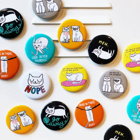 Go Away Yarn Cat Big Magnet