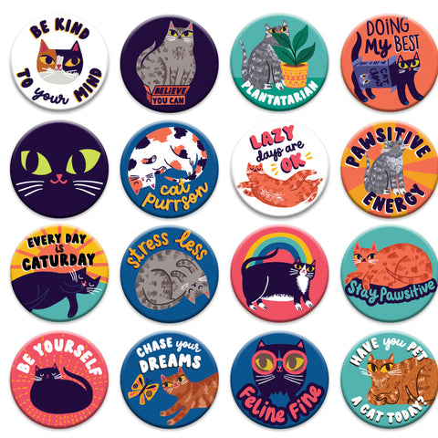 Pawsitive Purrspective Cat 1.25" Button Box