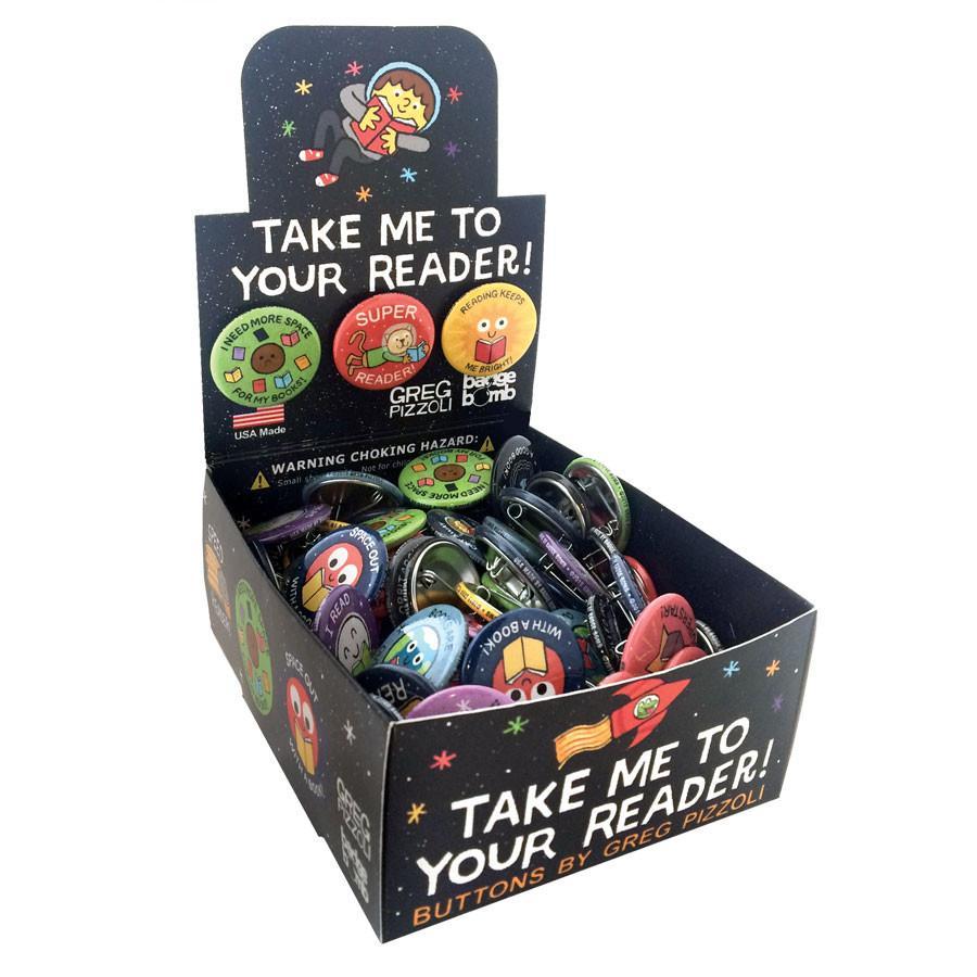 Take Me To Your Reader 1.25" Button Box