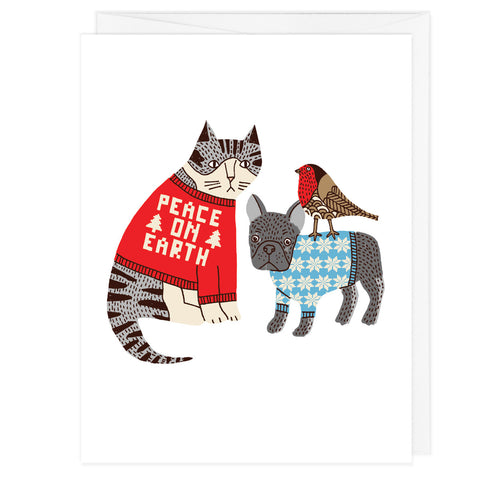Peace On Earth Sweater Pets A2 Card