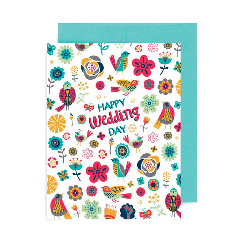 Happy Wedding Day Flowers A2 Card
