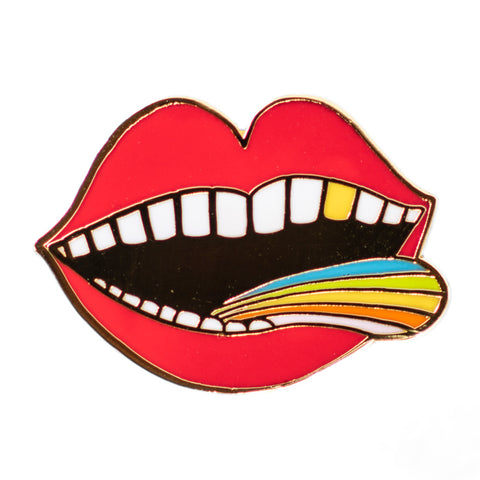 Rainbow Tongue Enamel Pin